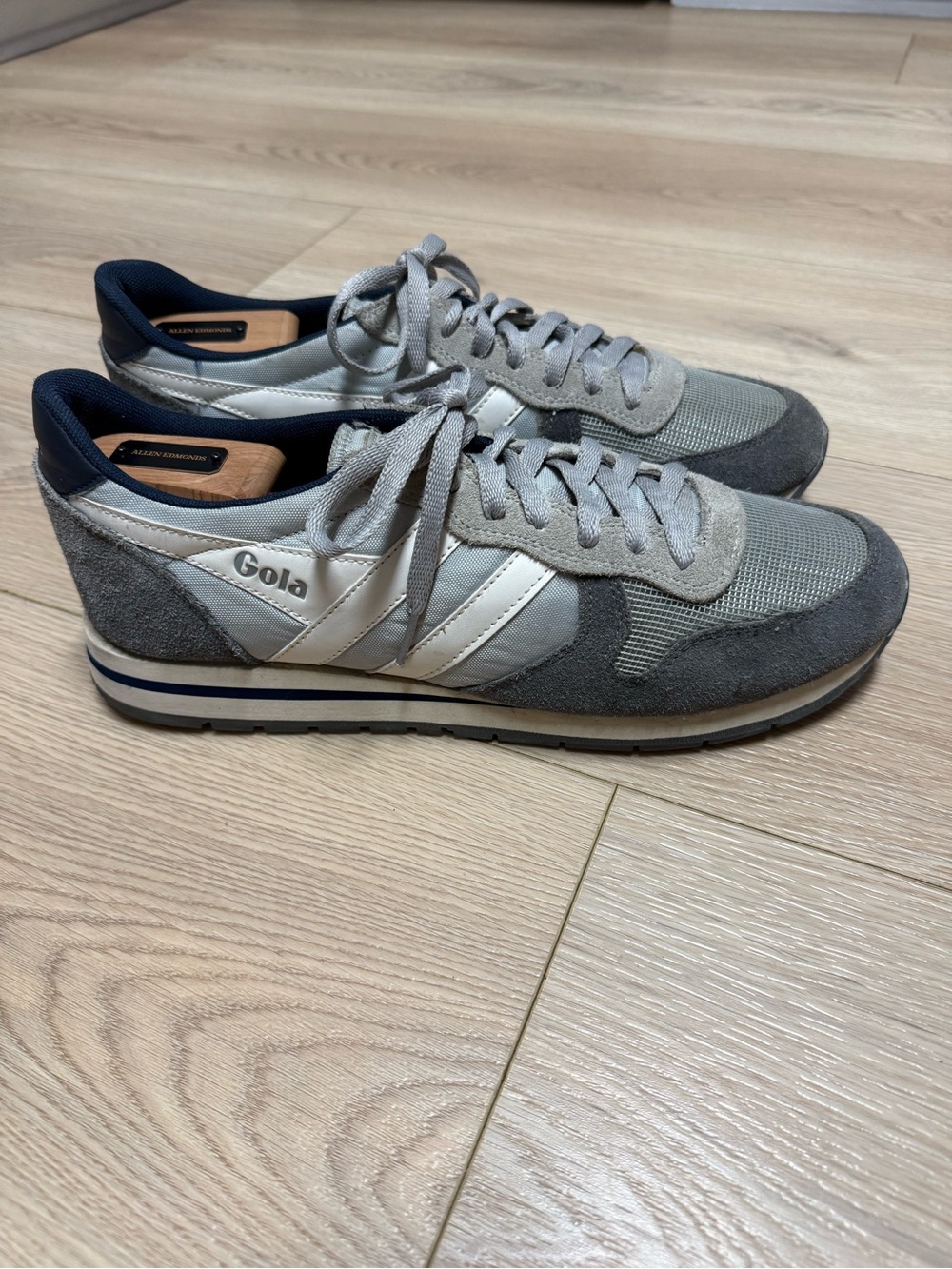 Gola Daytona Men's Classic Trainer in Grey and White with Navy Trim Size 11